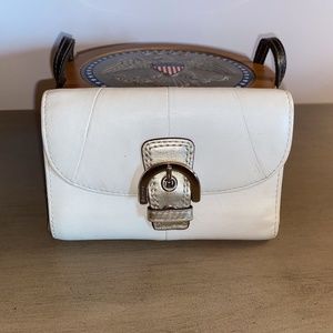 COACH Soho white leather trifold card wallet